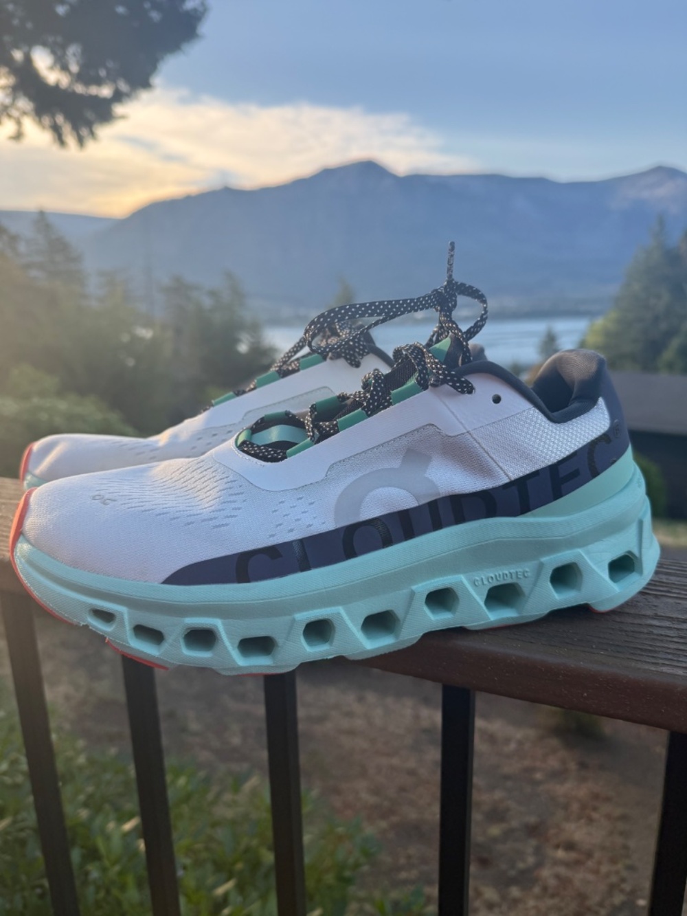 On Running Cloudmonster Men's Size 10 Undyed White Creek Mint Green